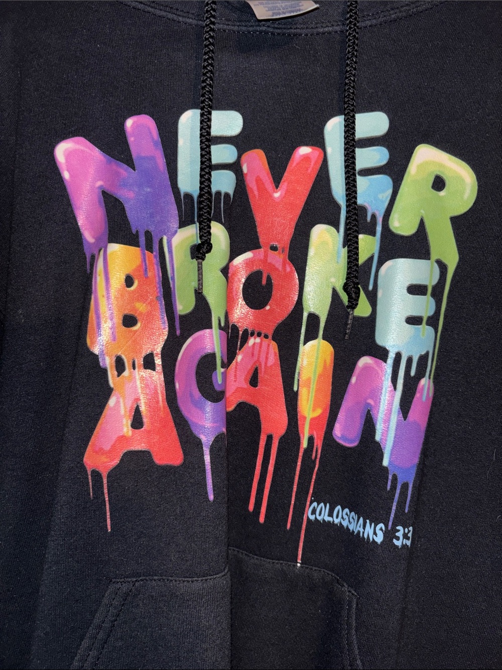 Jerzees Black Hoodie with Multicolor Drip Lettering